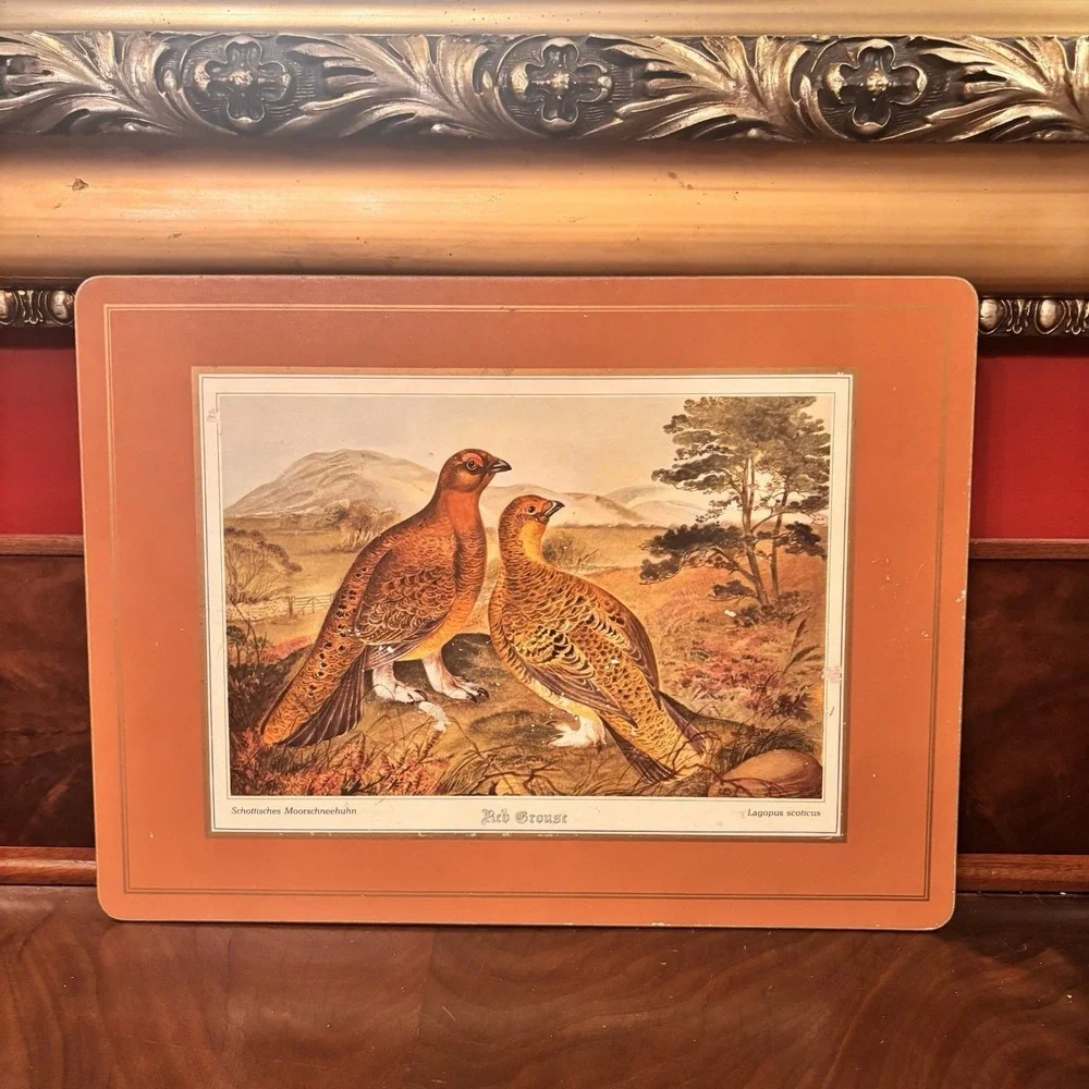 Vintage Pimpernel Red Grouse Cork Back Placemats Set‎ of 4 Wildlife Bird